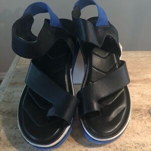 Franco Sarto Black and Blue Strappy Sandals